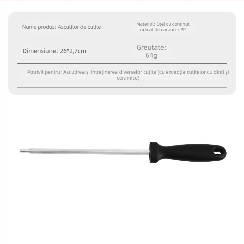 Tijă de ascuțit pentru cuțitul de măcelar, tijă magnetică cilindrică pentru cuțite de bucătărie
