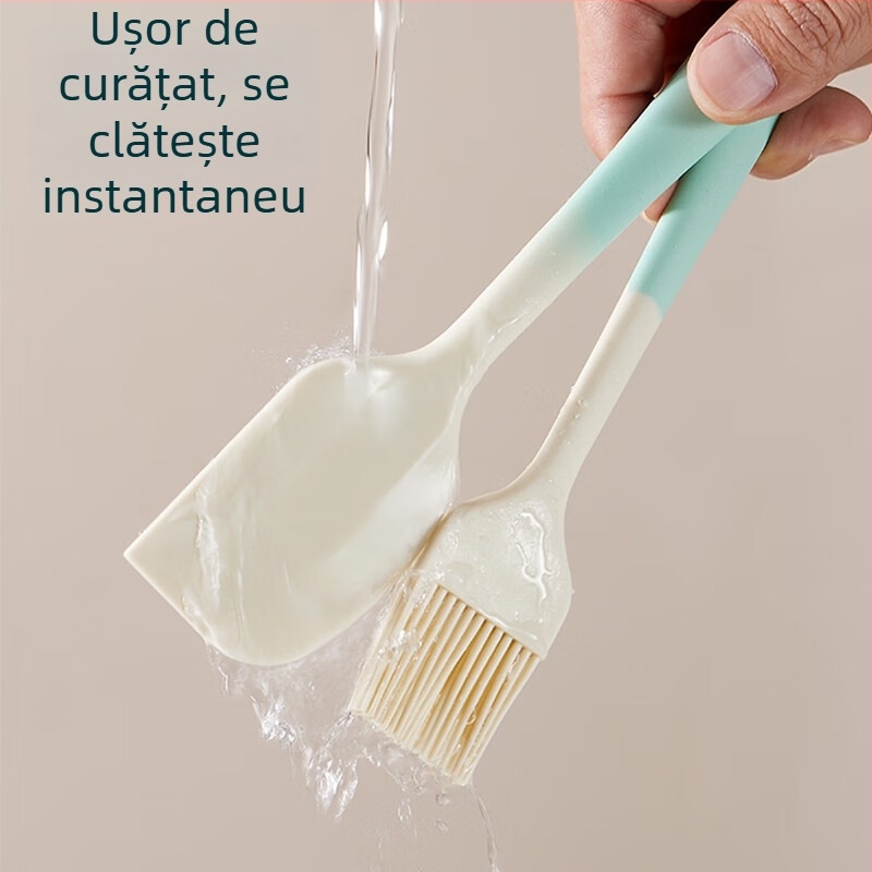 Set spatule din silicon pentru coacere - spatule din silicon alimentare, rezistente la temperaturi înalte, pensulă pentru ulei, spatulă pentru cremă de tort și pensulă pentru condimente.