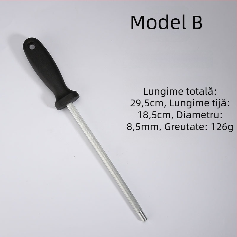 Baston din oțel inoxidabil pentru ascuțit cuțite, set bucătărie cu piatră de ascuțit, Blue Thorn, stil antic/retro