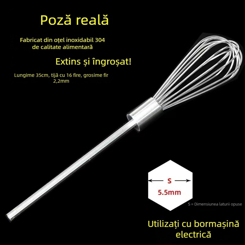 Tija de amestecare prelungită din oțel inoxidabil 304 pentru aluat, pastă de susan, bază pentru hot pot și umplutură de carne