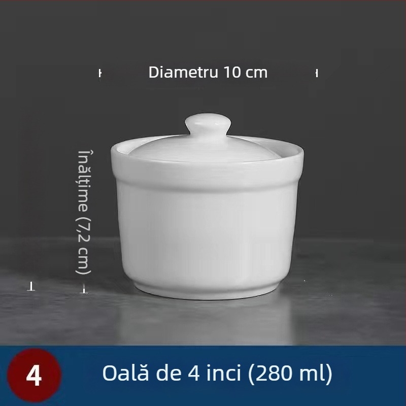 Oală ceramică pentru baie de apă, gătire la abur a ouălor și supă cu cuib de păsări, 1L, stil chinezesc