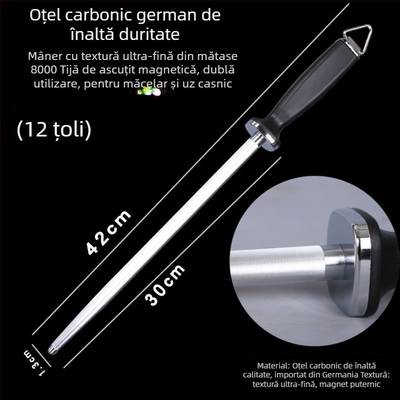 Baston de ascuțit pentru cuțite, granulație ultra-fină, utilizare profesională pentru măcelari, pentru cuțite de bucătărie uz casnic.