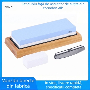 Set dublu fațete pentru ascuțit cuțite de bucătărie, 1000/6000 granulație, corindon alb, piatră de ascuțit albastră și albă