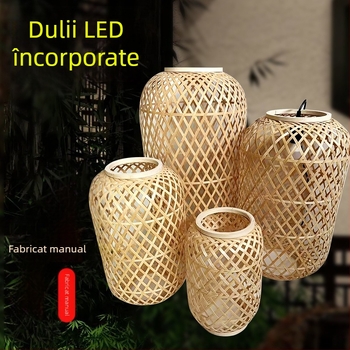 Lanterne din bambus, împletit manual, în stil chinezesc, pentru ceainării și restaurante, lampă decorativă tip candelabru