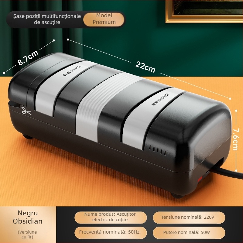 Ascuțitor electric cu diamant – ascuțire rapidă pentru cuțite de bucătărie și foarfece, multifuncțional