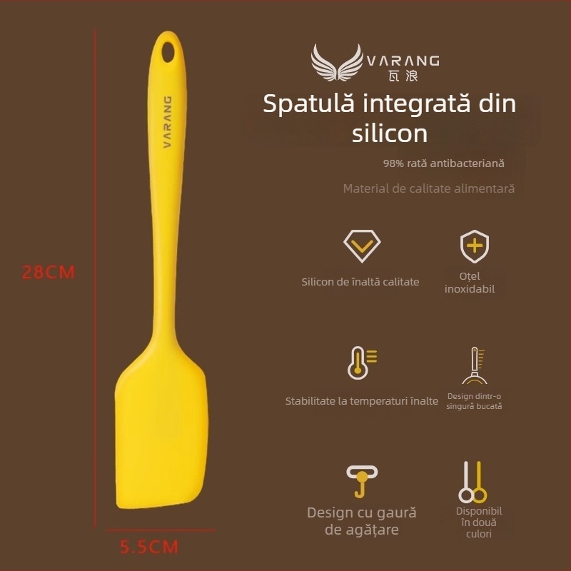 Spatulă din silicon rezistentă la temperaturi înalte, corp unic, pentru prăjituri și amestecare