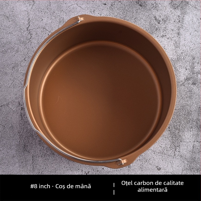 Formă de prăjit pentru air fryer, rotundă, universală, rezistentă la temperaturi înalte, cu fund solid antiaderent, 30 cm