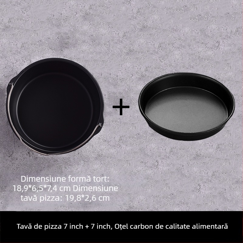 Formă de prăjit pentru air fryer, rotundă, universală, rezistentă la temperaturi înalte, cu fund solid antiaderent, 30 cm