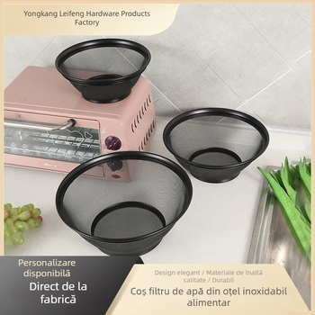 Coș rotund din oțel inoxidabil, cu margini înalte, pentru spălat legume și scurgere — coș pentru fructe, accesoriu practic de bucătărie