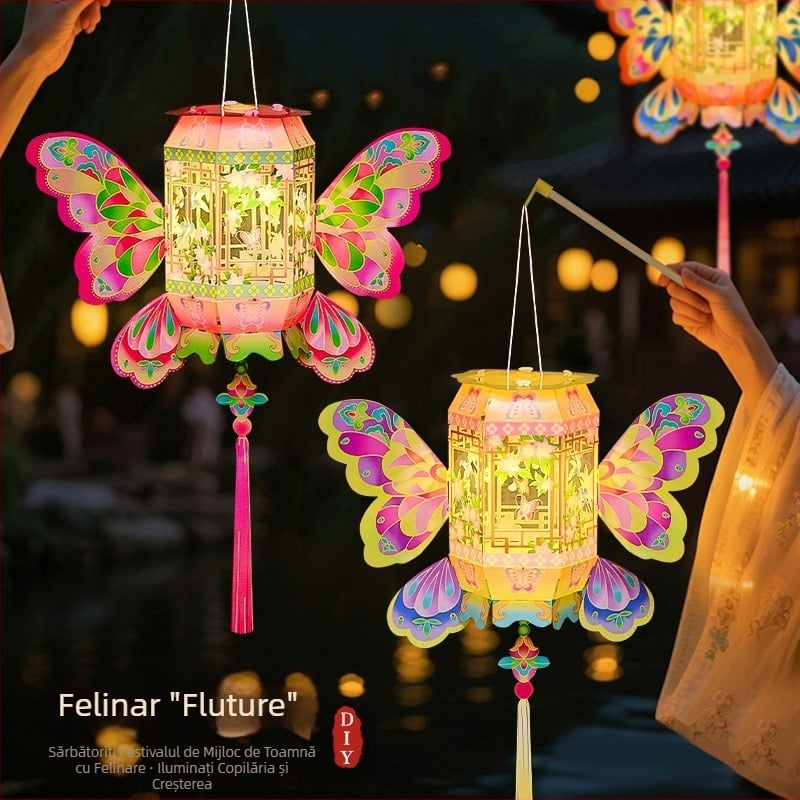 Lanterne pentru Festivalul Primăverii, lanterne de mână, kit DIY pentru copii, lanterne tradiționale creative, în stil chinezesc