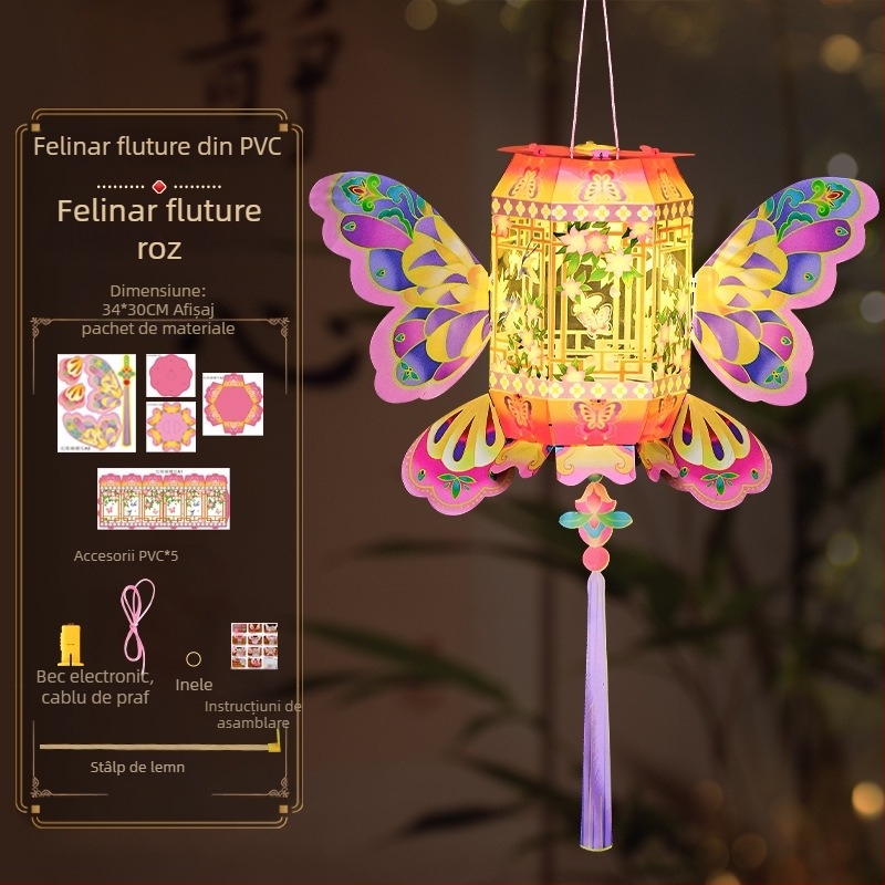 Lanterne pentru Festivalul Primăverii, lanterne de mână, kit DIY pentru copii, lanterne tradiționale creative, în stil chinezesc