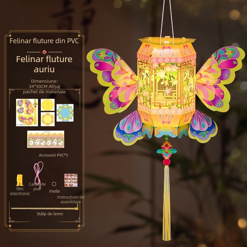 Lanterne pentru Festivalul Primăverii, lanterne de mână, kit DIY pentru copii, lanterne tradiționale creative, în stil chinezesc