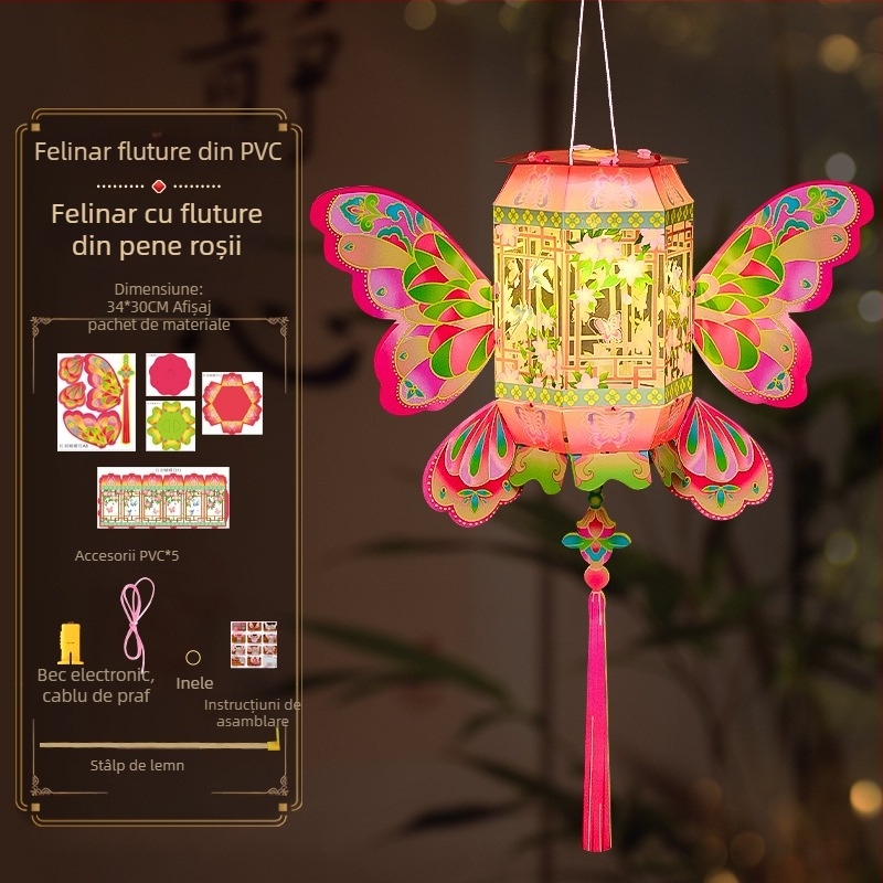 Lanterne pentru Festivalul Primăverii, lanterne de mână, kit DIY pentru copii, lanterne tradiționale creative, în stil chinezesc
