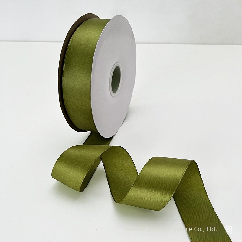 Bandă verde de satin pentru buchete, lățime 4 cm, panglică poliester pentru împachetare, fundă pentru cadouri
