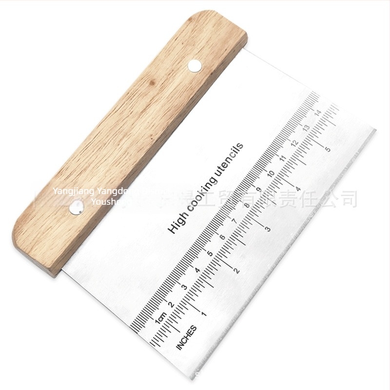 Unealtă din oțel inoxidabil cu scară pentru bucătărie: tăietor pentru aluat, tăietor pentru tăiței de orez, spatulă pentru cremă de tort, ustensilă de coacere