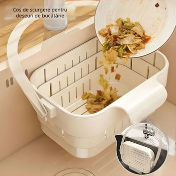 Coș pliabil de drenaj pentru bucătărie, agățat de chiuvetă, raft pentru robinet, pentru resturi alimentare