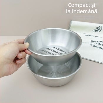 Coș din oțel inoxidabil 304 pentru spălat și scurs fructe, cu două niveluri; tavă pentru fructe, bazin pentru spălat legume și bazin de copt