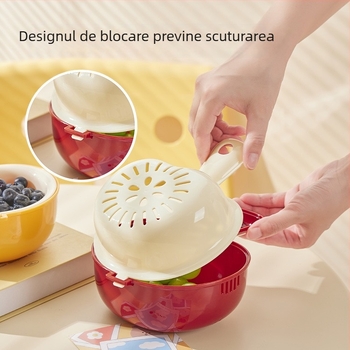Coș de fructe cu două niveluri, drenaj și mâner drăguț