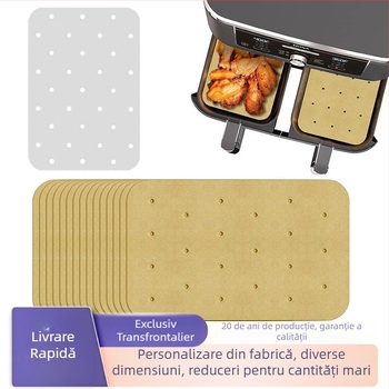 Hârtie de copt dreptunghiulară pentru friteuză cu aer, acoperire dublă din silicon