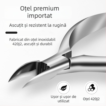 Set pedichiură pentru unghii încarnate: clește pentru unghii cu canelură, clește pentru unghii groase și cuțit de pedichiură