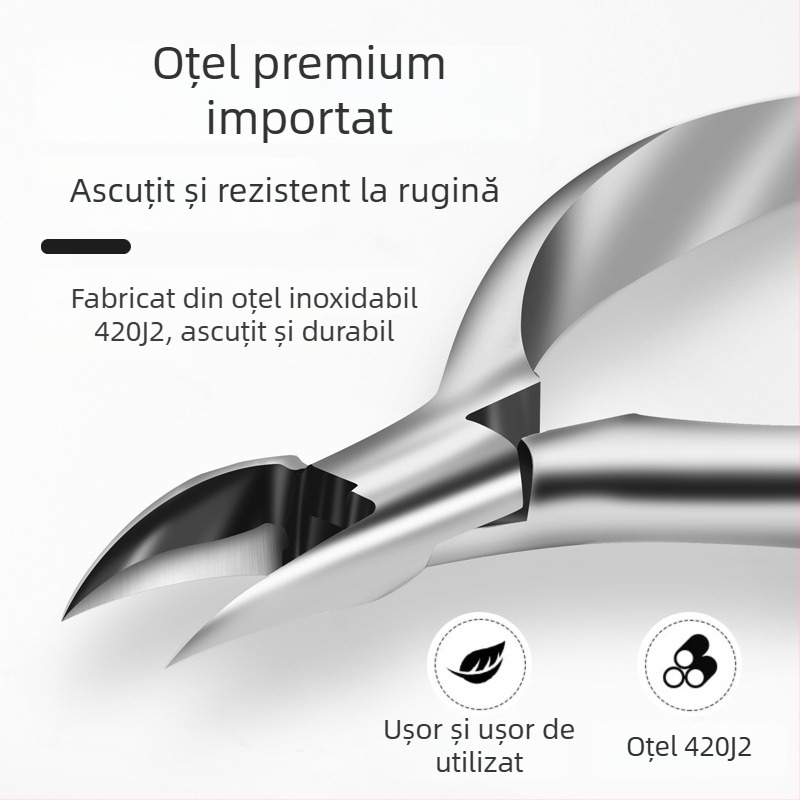 Set pedichiură pentru unghii încarnate: clește pentru unghii cu canelură, clește pentru unghii groase și cuțit de pedichiură