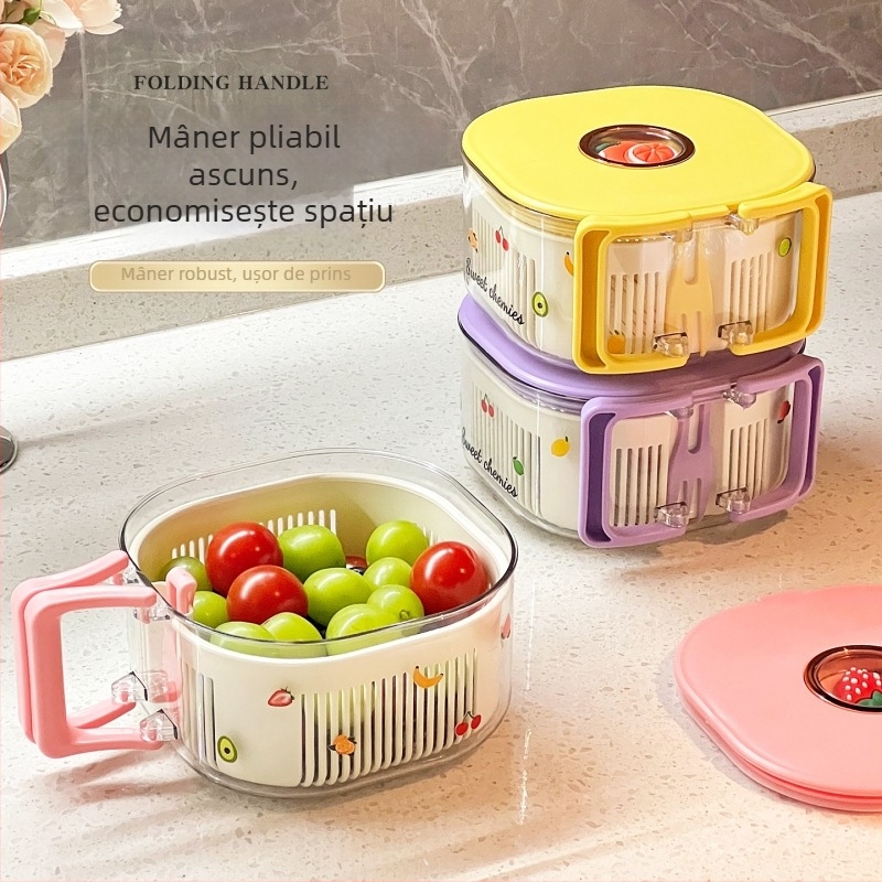 Cos de scurgere multifuncțional pentru bucătărie – spălarea fructelor și a legumelor, portabil pentru picnic
