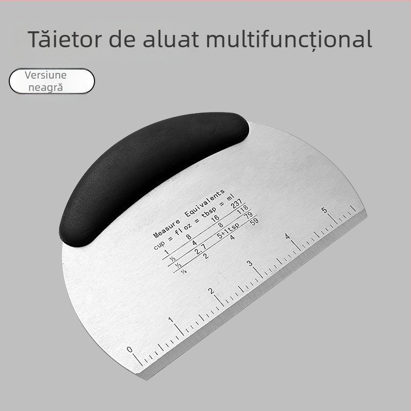 Cuțit din oțel inoxidabil pentru aluat cu scară, instrument de copt și spatulă semicirculară pentru prăjituri și foi de orez