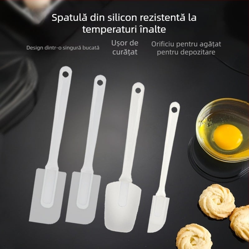 Spatulă din silicon pentru coacere, rezistentă la temperaturi înalte; spatulă pentru amestecarea aluatului și a cremei pentru prăjituri, set mic, mediu și mare, placă de agățat pentru prăjituri