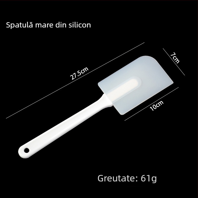 Spatulă din silicon pentru coacere, rezistentă la temperaturi înalte; spatulă pentru amestecarea aluatului și a cremei pentru prăjituri, set mic, mediu și mare, placă de agățat pentru prăjituri