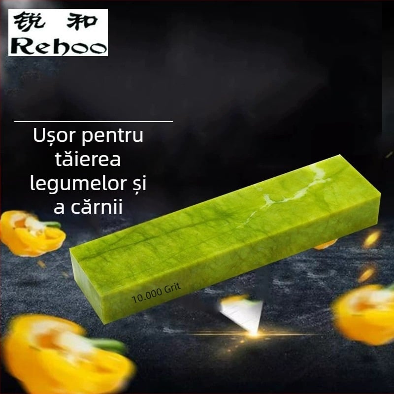 Ruihe marcă piatră de ascuțit din jad verde natural, granulație 10000, pentru cuțite, finisare fină, piatră de ulei, finisaj oglindă