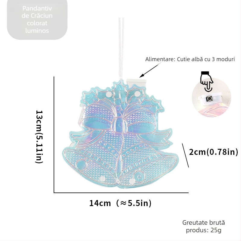Pandantiv LED de Crăciun pentru brad, cu Moș Crăciun și om de zăpadă, lumini colorate, design desen animat