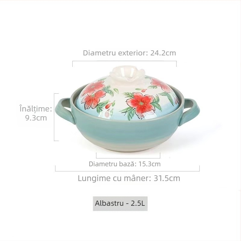 Caserolă ceramică japoneză pentru aragaz, oală pentru orez și supă, rezistentă la temperaturi înalte, fără fisuri, capacitate 2,1–3 L sau 3,1–4 L