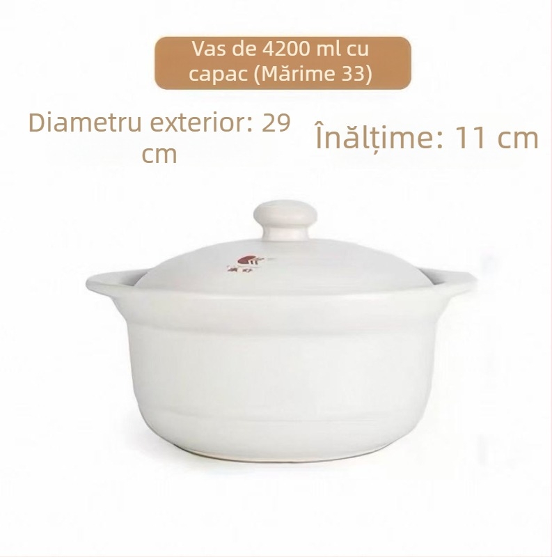 Oală de supă ceramică, capacitate mare, cu capac, pentru încălzire directă, 2,1–3 L, potrivită pentru uz casnic și comercial