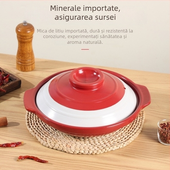 Dan Yun oală ceramică plată, rezistentă la crăpare, pentru gătit uscat, potrivită pentru fructe de mare, ciorbă cu cap de pește și oală cu capac