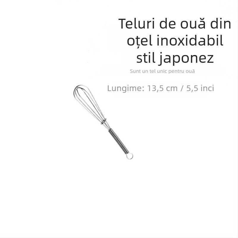Tel de ouă manual cu mâner arcuit, 430 oțel inoxidabil, mic, pentru ouă și smântână