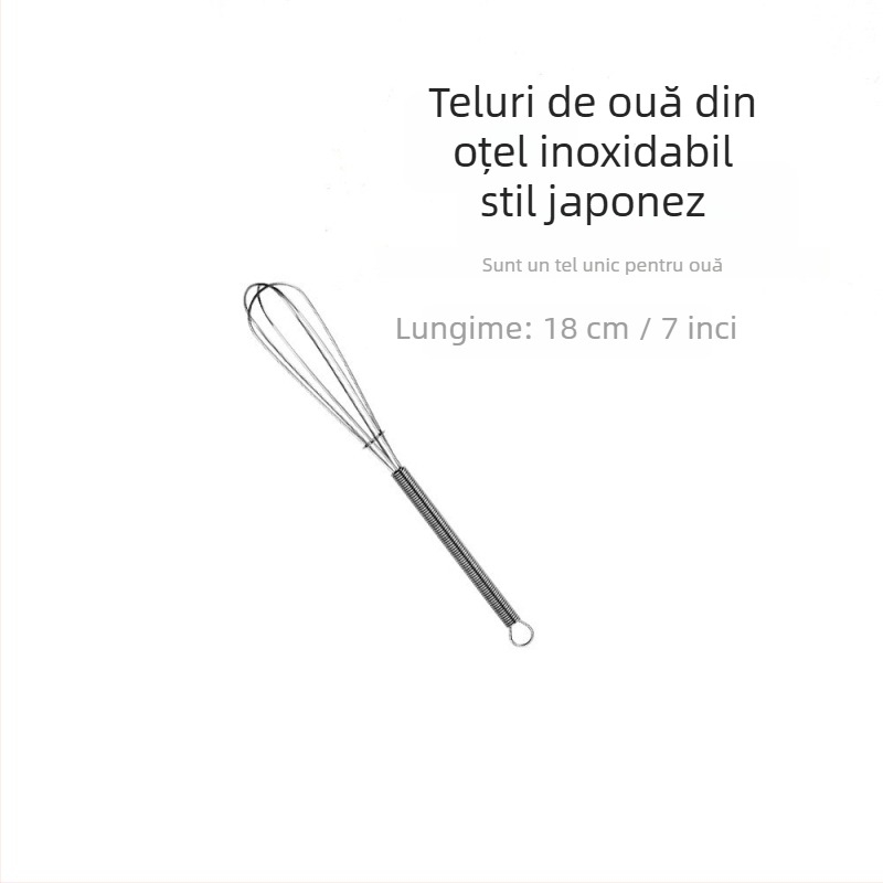 Tel de ouă manual cu mâner arcuit, 430 oțel inoxidabil, mic, pentru ouă și smântână