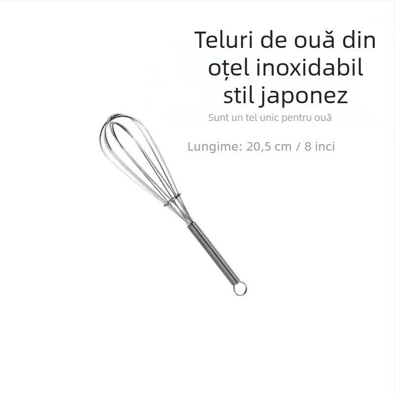 Tel de ouă manual cu mâner arcuit, 430 oțel inoxidabil, mic, pentru ouă și smântână