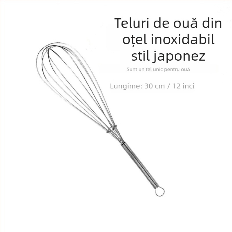 Tel de ouă manual cu mâner arcuit, 430 oțel inoxidabil, mic, pentru ouă și smântână