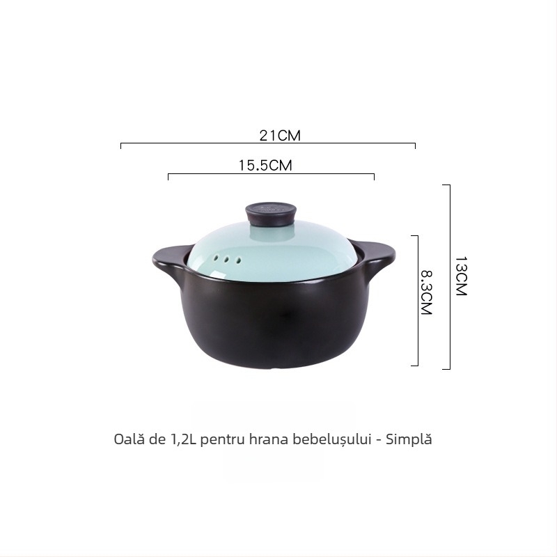 Oală ceramică de gătit, capacitate mare, pentru uz casnic, rezistentă la căldură, cadou