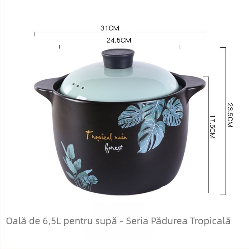 Oală ceramică de gătit, capacitate mare, pentru uz casnic, rezistentă la căldură, cadou