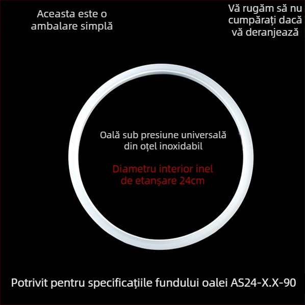 Inel de etanșare pentru oală sub presiune din oțel inoxidabil, garnitură universală din cauciuc siliconic, 20/22/24 cm