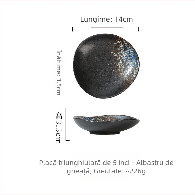 Vas ceramic de masă în stil japonez, boluri neregulate pentru sushi, sashimi, aperitive și sosuri, diametru 14–14,9 cm