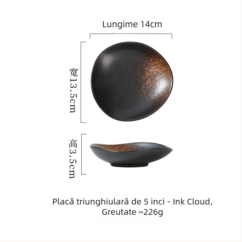 Vas ceramic de masă în stil japonez, boluri neregulate pentru sushi, sashimi, aperitive și sosuri, diametru 14–14,9 cm