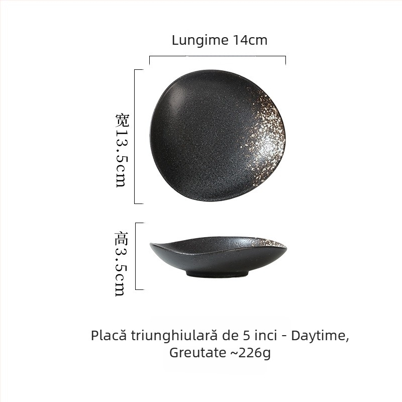 Vas ceramic de masă în stil japonez, boluri neregulate pentru sushi, sashimi, aperitive și sosuri, diametru 14–14,9 cm