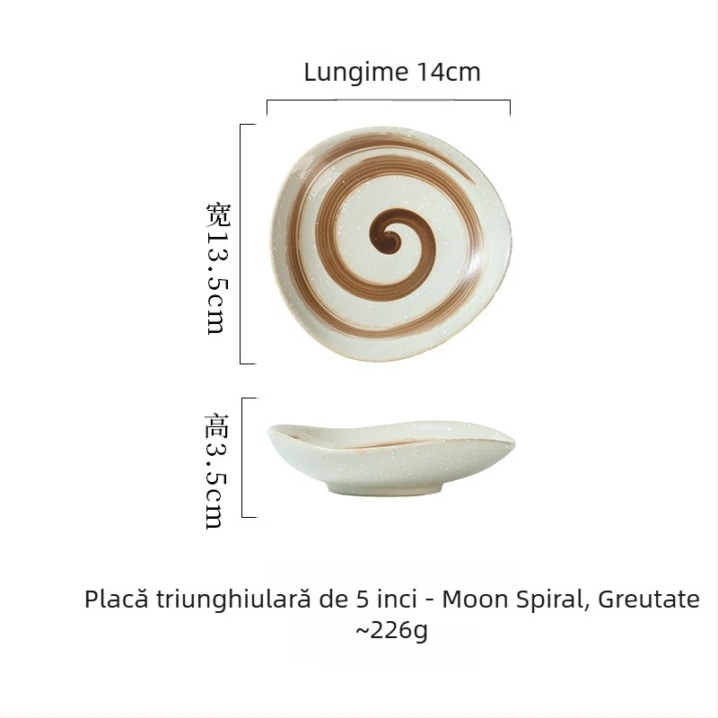 Vas ceramic de masă în stil japonez, boluri neregulate pentru sushi, sashimi, aperitive și sosuri, diametru 14–14,9 cm