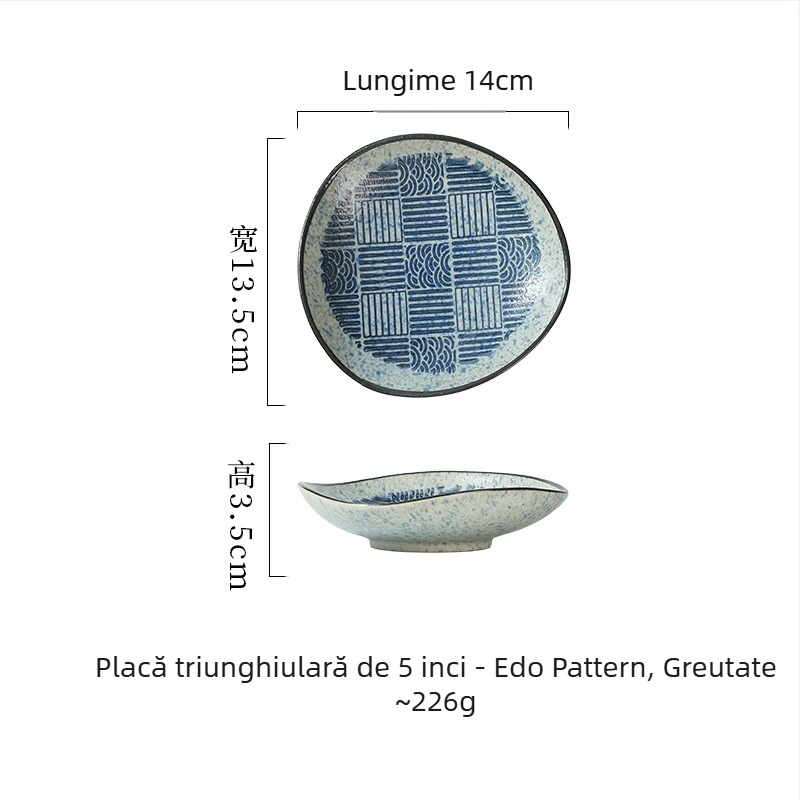 Vas ceramic de masă în stil japonez, boluri neregulate pentru sushi, sashimi, aperitive și sosuri, diametru 14–14,9 cm