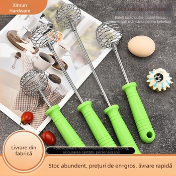 Tel spiral din oțel inoxidabil pentru ouă, manual, cu tijă de amestecare îngroșată pentru aluat, instrument pentru cofetărie