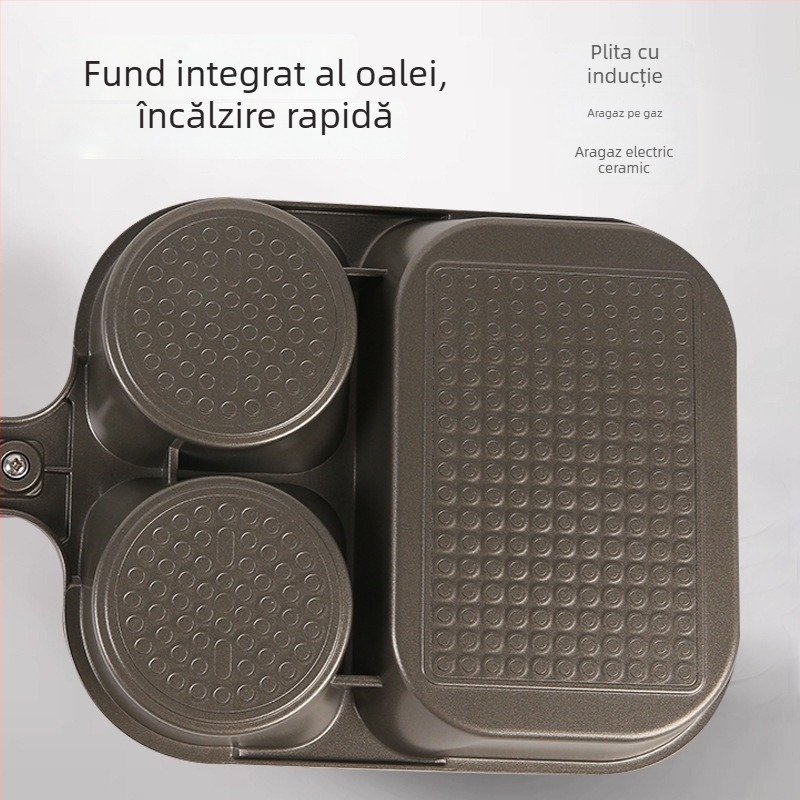 Tigaie premium 3 în 1 din titan ceramic, antiaderentă pentru friptură, ouă și burger