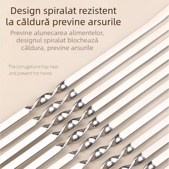 Set de 50 bețe din oțel inoxidabil plate pentru frigărui de miel, reutilizabile
