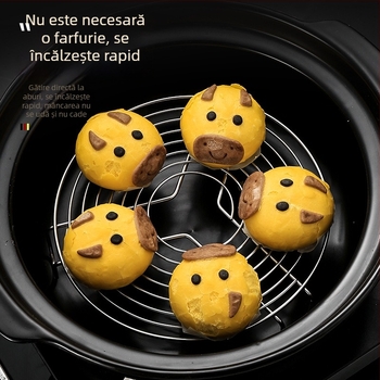 Set mare din oțel inoxidabil pentru gătit la aburi: placă pentru aburi, coș de aburi, tavă, raft pentru aburi și plasă